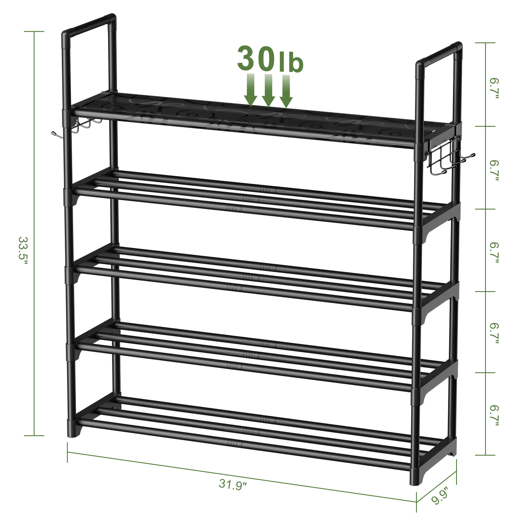 BGTREND 5-Tier Metal Shoe Rack, Black photo 4