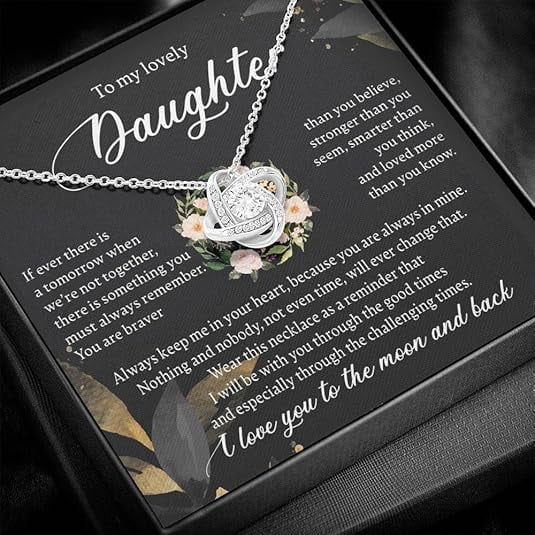 2025 Graduation Gift for Daughter, Love Knot Necklace for Daughter from Mother, Graduation Gift for Daughter from Mom and Dad with Message Card and Gift Box