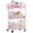 Pink-0, variant on Black Metal Rolling Cart 3 Tier Utility Storage Organizer with Wheels Hanging Cups Hooks Mesh Basket for Bedside Kitchen Office