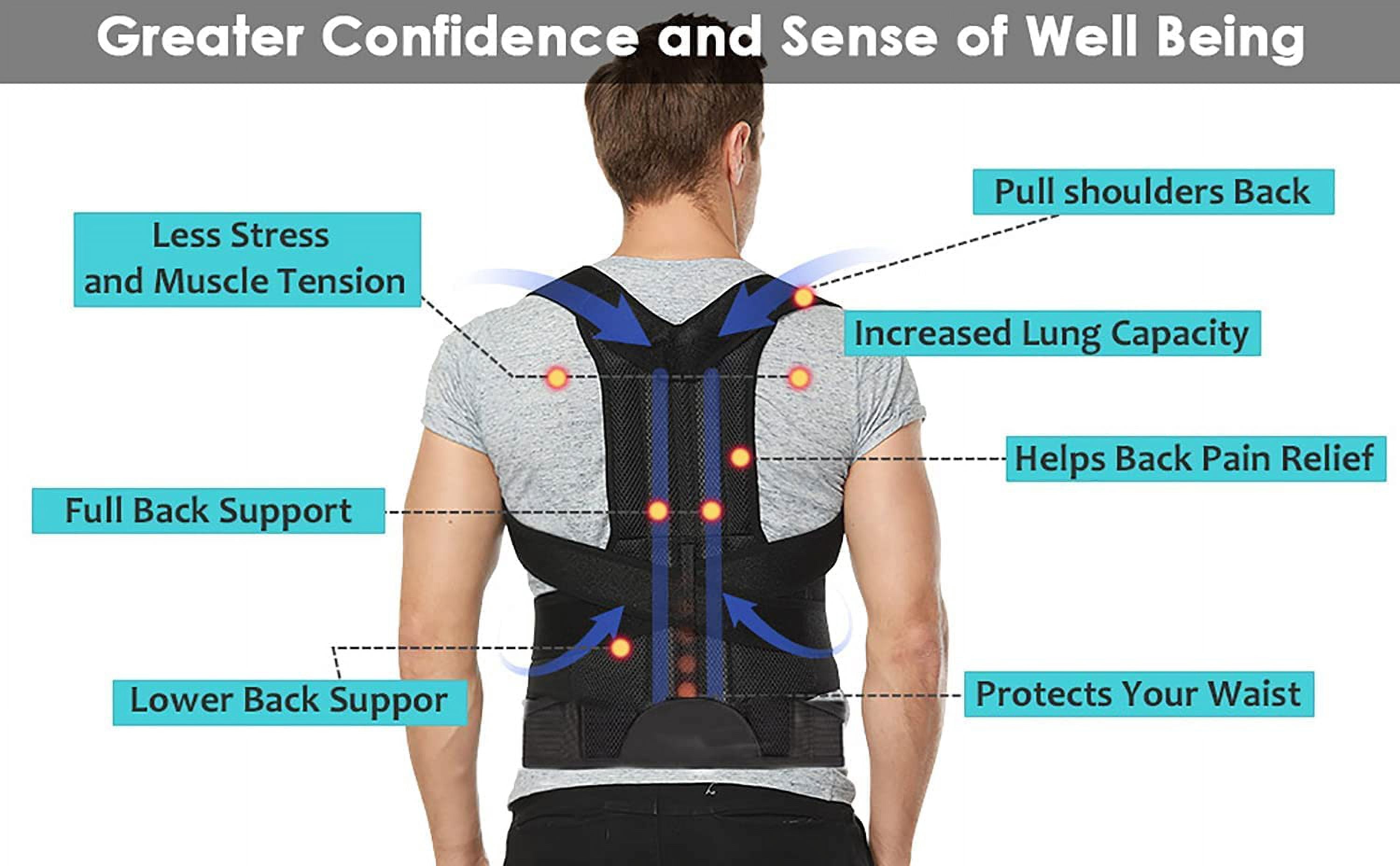 SLGHLSAHG Back Brace Posture Corrector for Men and Women,Adjustable Posture Back Brace Straightener Shoulder Upright Support Trainer for Body Correction and Neck Pain Relief (Large) A13738