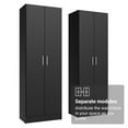 thumbnail image 5 of Madesa Wardrobe Storage Cabinet with 4 Doors and 10 Shelves, 47" Wooden Armoire for Home Organization - Black, 5 of 10