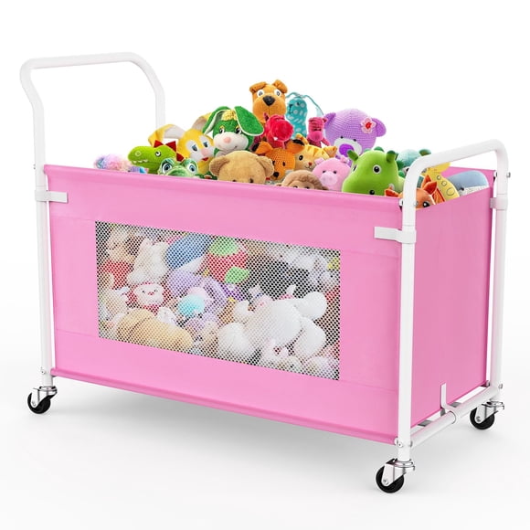 Caja de Almacenamiento para Juguetes KEEGH Rosa 89x42x71 cm 180L con Ruedas