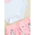 thumbnail image 6 of Bagilaanoe 3pcs Newborn Easter Outfits Baby Girl Pants Set Letter Short Sleeve Romper Tops + Leggings + Hat 3M 6M 12M 18M Infant Casual Clothes, 6 of 8