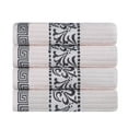 thumbnail image 2 of BNM Cotton Decorative Border 4 Piece Towel Set, Ivory-Grey, 2 of 7