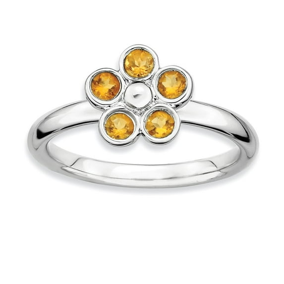 FB Jewels Sterling Silver Stackable Expressions Citrine Flower Ring