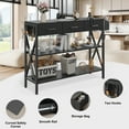 thumbnail image 4 of 47" Entryway Table, Lofka Console Table Sofa Table with 3 Drawers, 3 Tier Storage Shelves, Fabric Bag, Black, 4 of 8