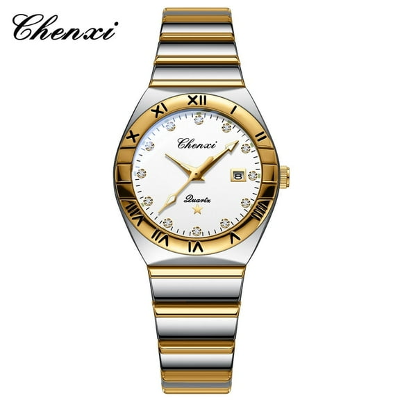 Explojoy Stainless Steel Couple Quartz Watch with Waterproof Design and Date Display