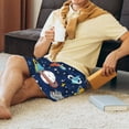 thumbnail image 3 of Haiem Planets and Stars Men's Pajama Short with Soft Woven Cotton Elastic Waistband Sleep Short-Medium, 3 of 9