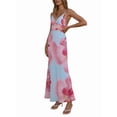 thumbnail image 3 of Womens Floral Dresses Spaghetti Strap V Neck Bodycon Maxi Beach Dress Elegant Party Long Dresses Blue S, 3 of 9