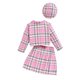 thumbnail image 4 of Odeerbi 3-10 Años Niñas A Cuadros de Lana Falda Conjunto de Manga Larga Con Solapa de Muesca Blazer Chaqueta A-Line Vestido Con Sombrero de Boina Conjunto de Tres Piezas, 4 of 9