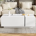 thumbnail image 3 of 47-73" Extendable Coffee Table, High-Gloss Multi-Functional Table with 2 Drawers & Hidden Compartments for Living Room Storage, White, 3 of 8