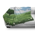 thumbnail image 2 of Flower Landscapes Soft Flannel Fleece Throw Blanket, Single Tree in the Greenery, Cozy Plush for Indoor and Outdoor Use, 50" x 70", Sky Blue Fern Green, by Ambesonne, 2 of 5