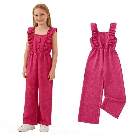 Girls' Jumpsuits Rompers Ruffle Sleeve Summer Clothes for Cute Outfits for Girls 11-12 Years Girls Fashion