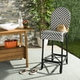 thumbnail image 2 of SAFAVIEH Tilden Outdoor Patio Rattan Bar Stool with Footrest, Black/White, 2 of 9