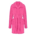thumbnail image 6 of Hrsba Fleece Robe for Men,Solid Color Double Fleece Turn Down Collar Open Front Sleep Robe With Belt Wearable Outdoor Fall Bathrobe, 6 of 8