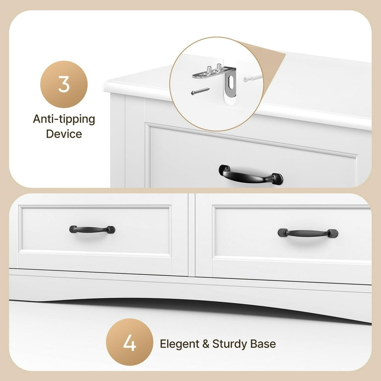 6 drawer white dresser lofka modern wood double chest Lofka Two-Tone Dresser for Bedroom