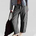 thumbnail image 2 of Sexlip Corduroy Pants for Women Baggy Button Low Rise Barrel Pants Casual Wide Leg Cropped Pant with Pockets Gray M, 2 of 6