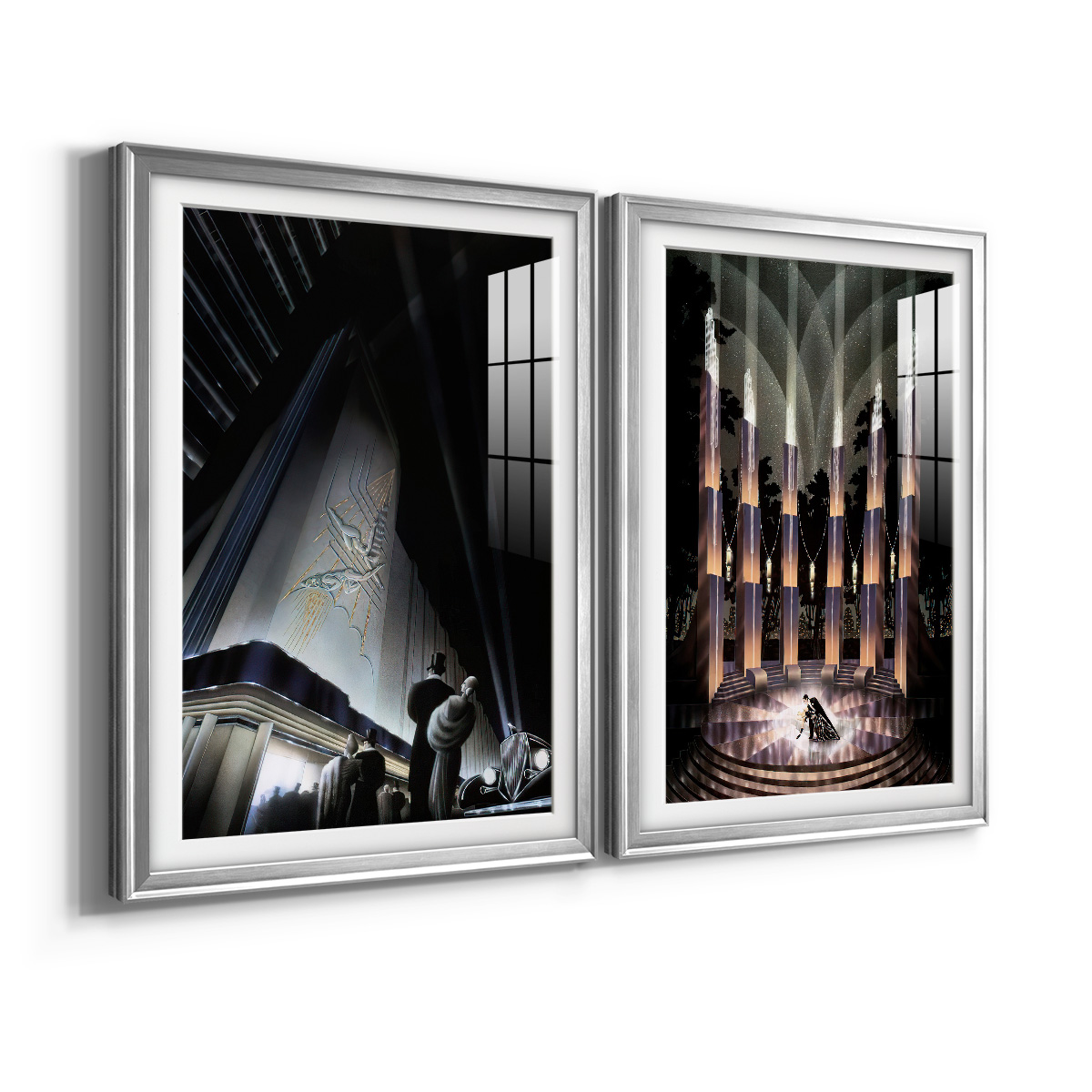 Wexford Home Nocturne Premium Framed Print, 26.5" x 36.5" - Ready to Hang, Silver (Set of 2)