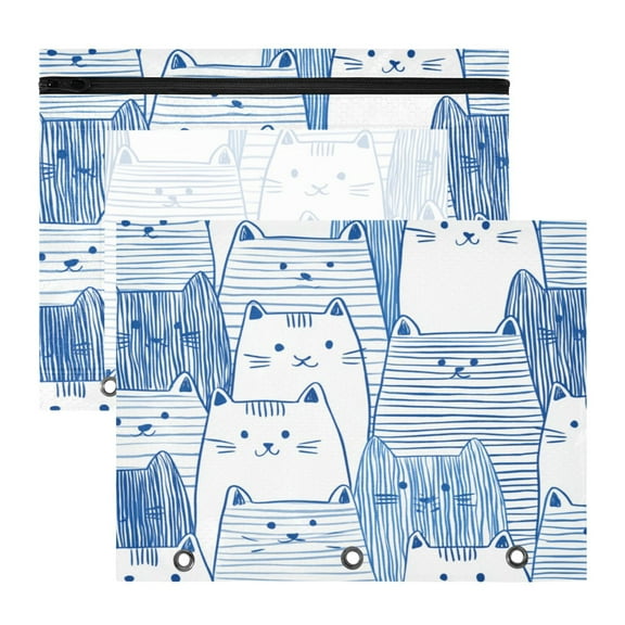 A4 File Binder Pouch Pencil Pouch Pencil Pouch Work & Study File Pouch Cute Cat in Blue