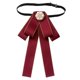 thumbnail image 4 of Corbata de lazo preanudada para mujer, elegante para eventos formales, versátil y sin arrugas. Rojo con borde beige, 4 of 9