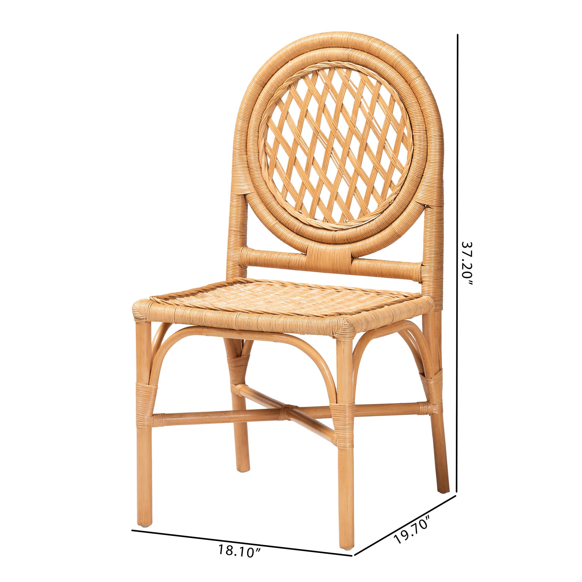 bali & pari Oxford Boho Dining Chair, Set of 2, Dining Height, Seat Height of 17", Light Honey