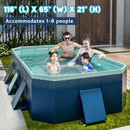 Hyindoor Outdoor Foldable Non-Inflatable Adults and Kids Swimming Pool Hard Plastic Anti-Slip for Lawn Garden Backyard?116  x 65  x 21 ?