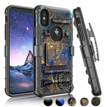 iPhone X Case,iPhone X Phone Cover, iPhone X Sturdy Case,Njjex [Heavy Duty] Armor Shock Proof Dual Layer [Swivel Belt Clip] Holster with [Kickstand] Combo Rugged Case For iPhone X -Gear (Best Case Iphone X)