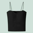 thumbnail image 2 of ShomPort Women's Crew Neck Spaghetti Strap Cotton Camisoles Summer Longline Tank Tops with Built in Bra, 2 of 3