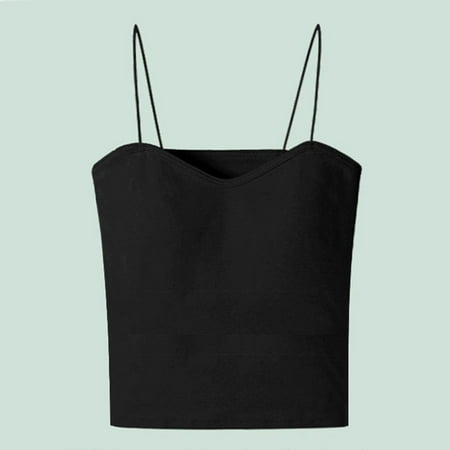 iHengLiXing Clearance 2025 Plus Size Tank Tops for Women Dressy Casual-shaped Back Camisole For Women s Summer Wear With Chest Pads Short Underwear For External Wear And Top With Top Black M