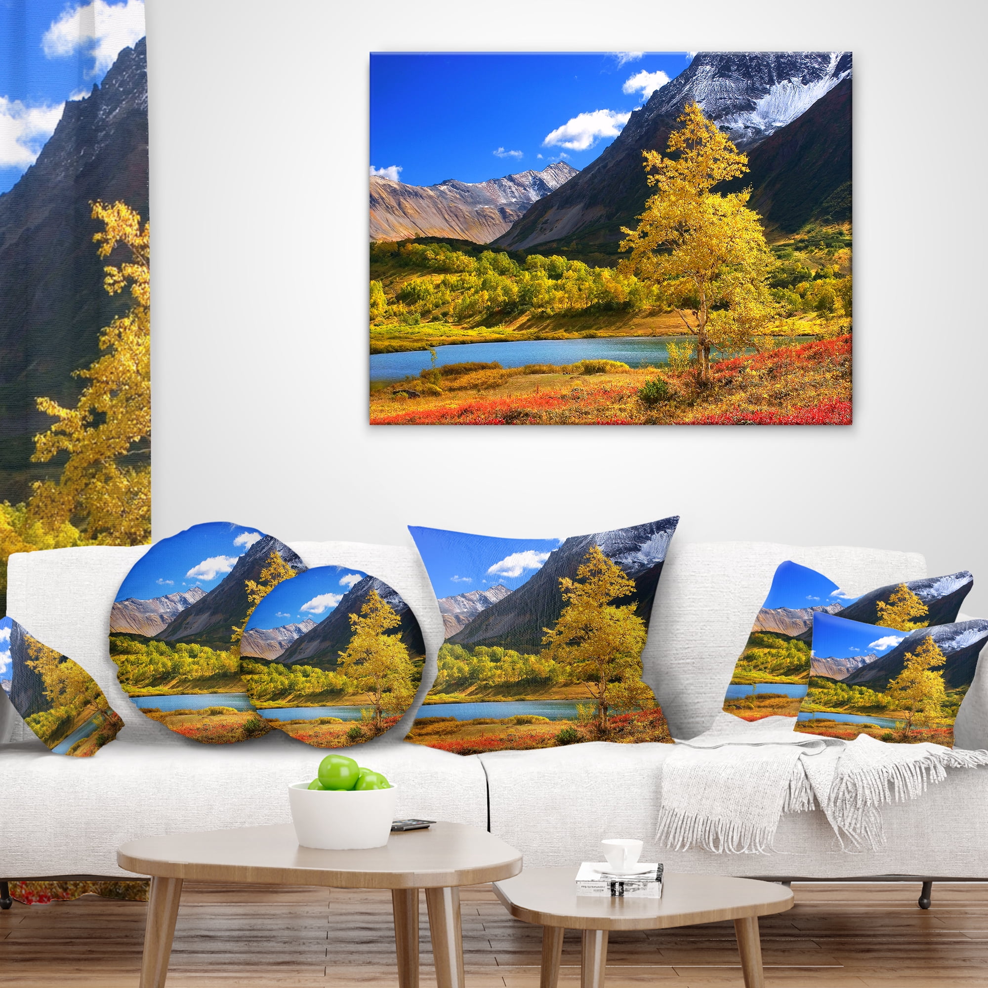 Designart Beautiful Kamchatka Mountains - Landscape Printed Throw Pillow - 12x20