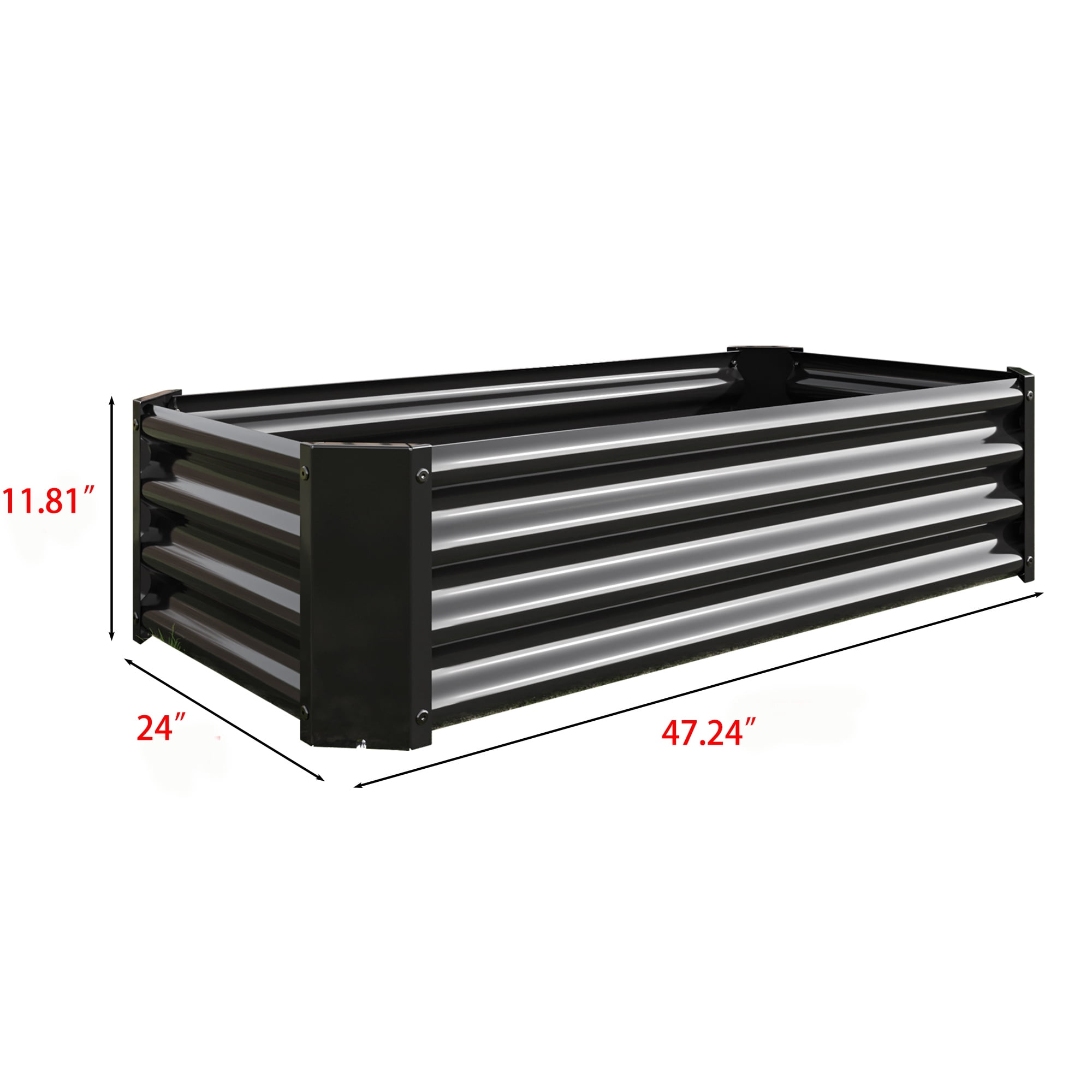 Jopath 2PCS Black Metal Raised Garden Bed, Rectangle Raised Planter for Flowers Plants Vegetables Herb 4x2x1Ft