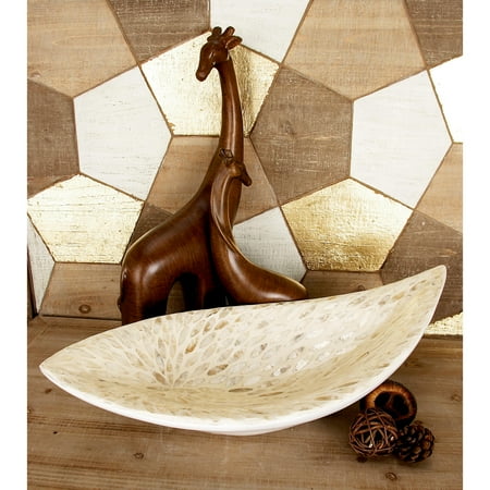 DecMode 22" x 10" White Mother of Pearl Shell Tray, 1-Piece