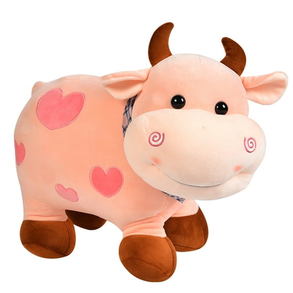 Fluffy Cow Plush Stuffed Toy Cuddle Pillow Plush for Doll Baby Soothing Toy Non-Deform Ornament Gear Store Toy 11
