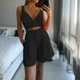 thumbnail image 2 of Dyegold 2 Piece Outfits For Women Summer Crop Tops Wide Leg Shorts Suit Two Piece Lounge Matching Sets Trendy Vacation Sets, 2 of 7