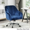 thumbnail image 3 of Noble House Channeled Glam Velvet Home Office Swivel Chair in Navy Blue, 3 of 10