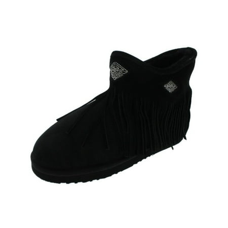 - Koolaburra Womens Haley Sheepskin Suede Wool Ankle Boots Black 9