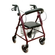 Karman Healthcare R-4100N-BD Aluminum Junior Rollator with Low Seat, Burgundy, 6" Casters