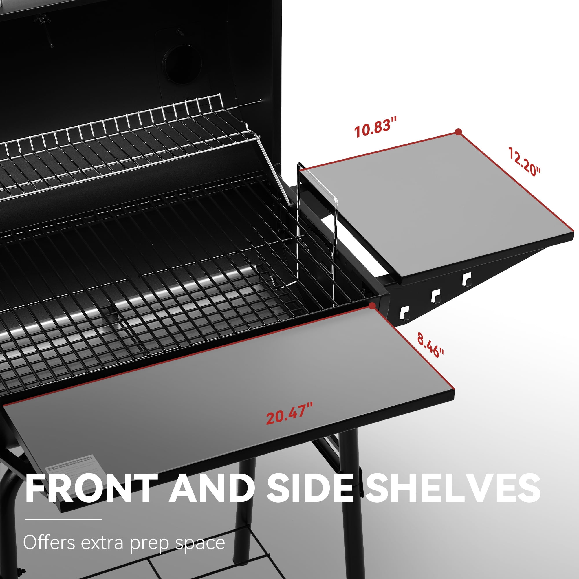 Royal Gourmet CC1624 Barrel Charcoal Grill, with Side & Front Shelves, 426 sq. in.for Outdoor Backyard, Black