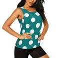 thumbnail image 2 of Fotbe Teal And White Polka Dot Blusas Sin Mangas para Mujer – Estilo Casual, Corte Suelto, Slim-Fit, Cuello Redondo Deportivo, Tops de Verano para Gimnasio y Yoga-X-Large, 2 of 7