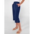 thumbnail image 5 of BAKREP Womens Wide Leg Capri Pants Elastic Waist Casual Loose Lounge Trousers Summer Flowy Beach Vacation Clothes, 5 of 12