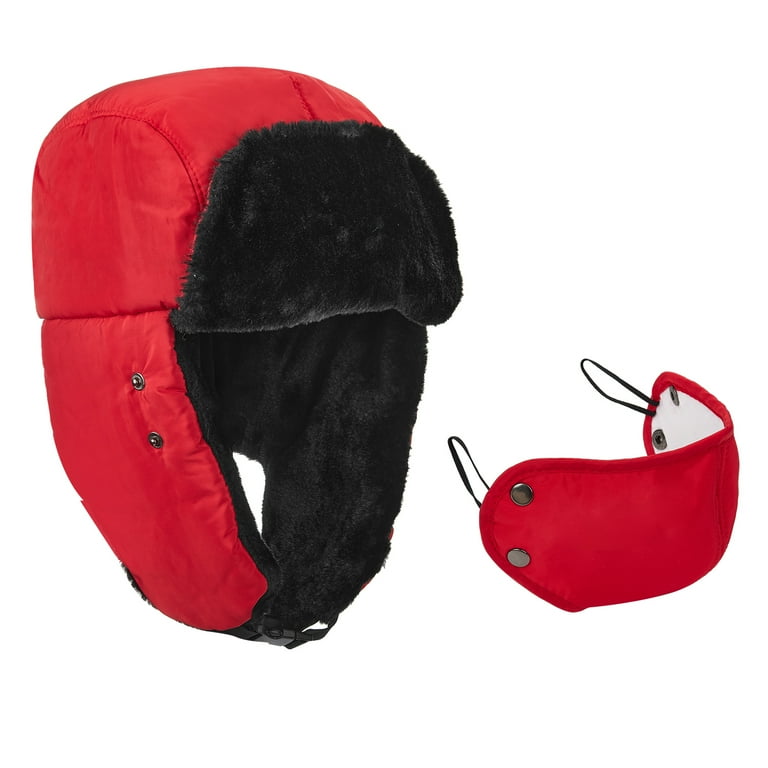 Anpro Winter Trapper Hat, Windproof Plush Ski Hat with Fleece Ear