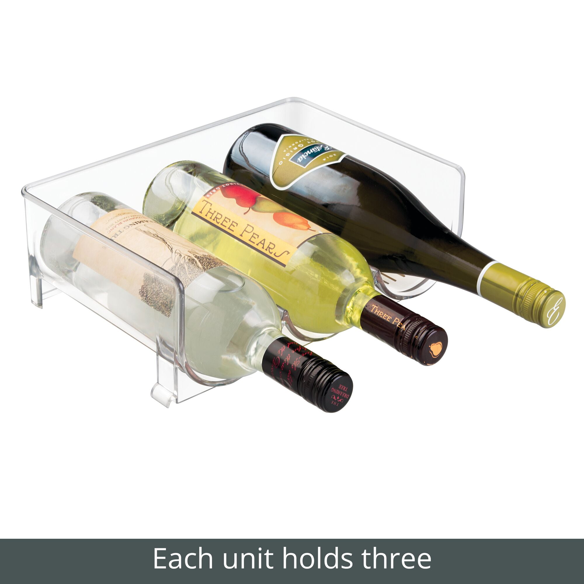  mDesign Stackable Plastic 3 Bottle Refrigerator Wine Rack -  Kitchen Storage Organizer for Champagne, Wine or Water Bottles - Stacking  Wine Organizer for Fridge - Ligne Collection - 2 Pack - Clear : Home &  Kitchen