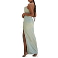 thumbnail image 3 of Franhais Women Wrapped Dress, Sleeveless Off Shoulder Solid Color Pleated Casual Club Dress, 3 of 6