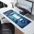 thumbnail image 3 of Extended Japanese Blue Wave Mouse Pad: Large 31.5x11.8 Inches with Non-Slip Rubber Base and Stitched Edges, 3 of 7