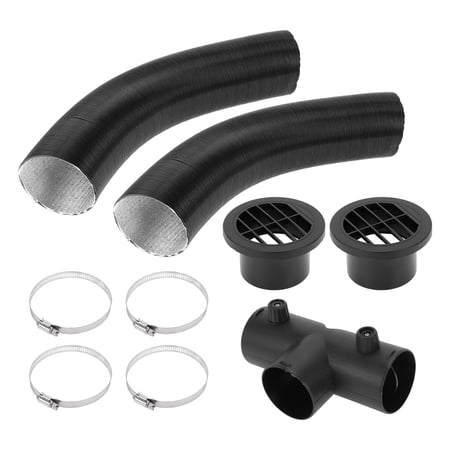 Unique Bargains Car Truck RV Bus Van Boat Car Heater Duct Kit Car Heater Duct Pipe Hose Set with 2Pcs Round Air Vent Outlet Cover 75mm ID 80cm Max l