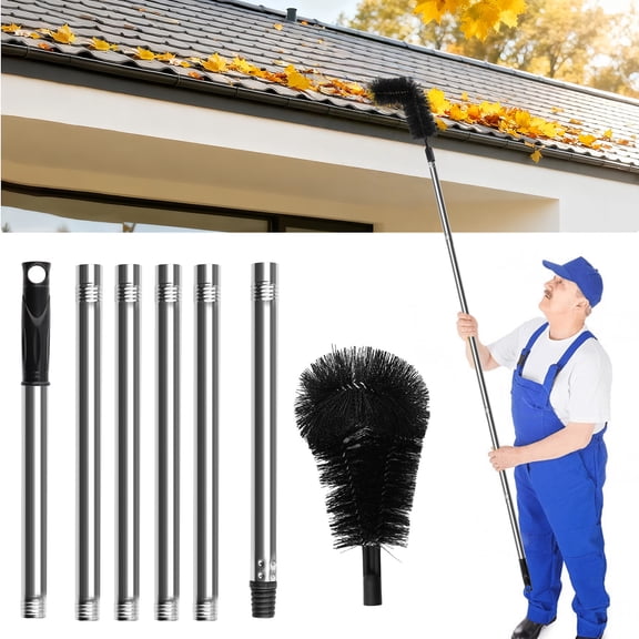Audessy Gutter Cleaning Tools from Ground, 7.87 FT Long Adjustable gutter Cleaner & Brush, No Ladder Needed, Rain Gutter Cleaning Tool Makes it Easy To Clean Leaves, Branches And Debris from Gutters