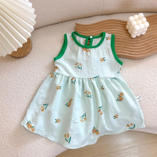 Économies d'Été! Robe d'Été pour Enfants, Liquidation de Robes Décontractées pour Filles, Robe d'Été Sans Manches à Col Rond pour Enfants Moyens et Grands, Robe Décontractée Ample pour Enfants
