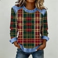 thumbnail image 2 of Fewfanhot Womens Shirts Lightweight Patchwork Denim Collared Pullover Tops Retro Streetwear St Patrick's Day Shirt, 2 of 5
