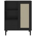 thumbnail image 3 of vidaXL Highboard SENJA Rattan Look Black 90x40x112 cm Solid Wood Pine, 3 of 5