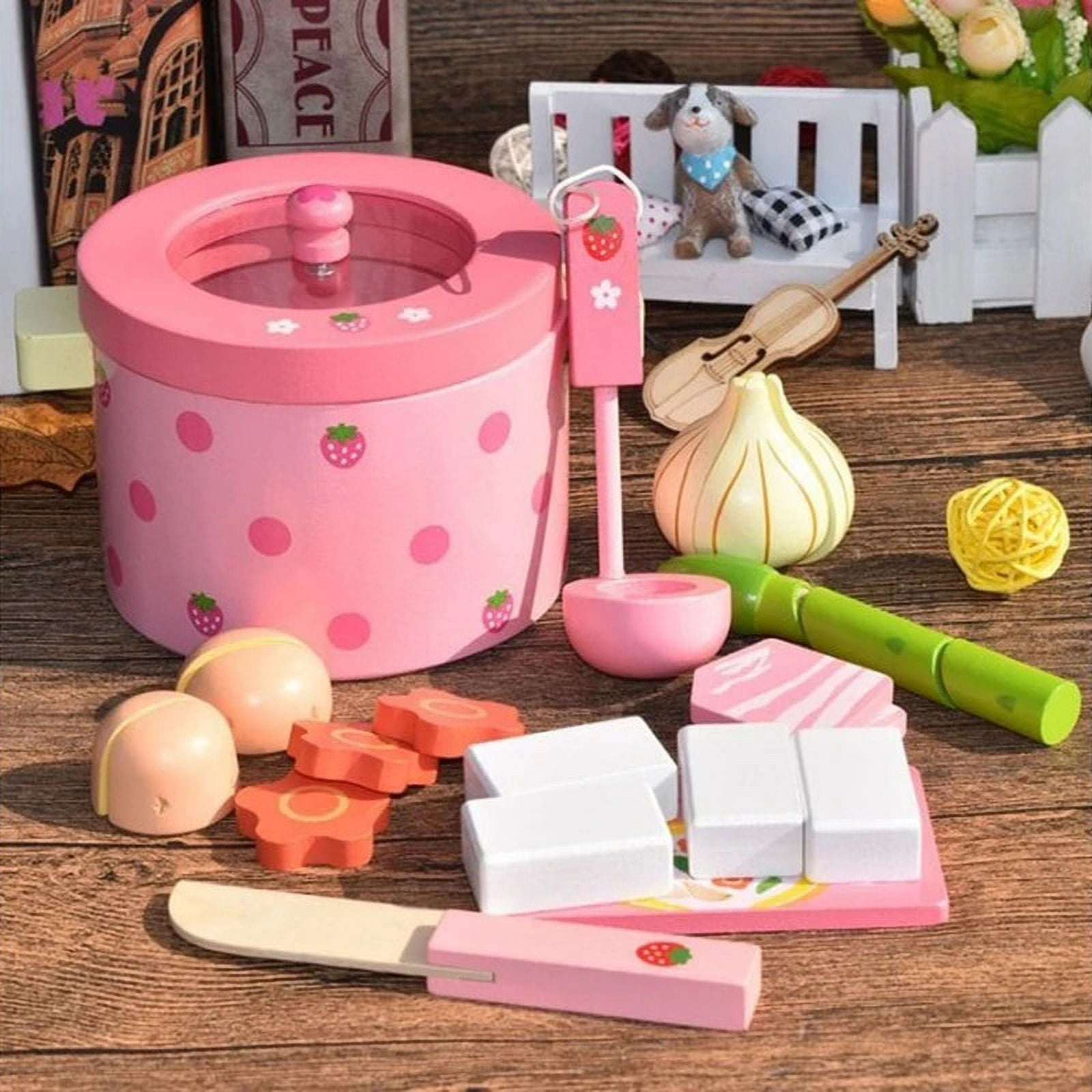 Kids Kitchen Toys Mother Garden Strawberry Simulation Vegetable Hot Pot Kitchen Prentend Play Food Set Wooden Toy For Girls Gift Walmart
